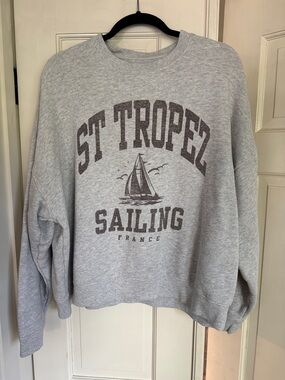 American Eagle St Tropez Light Gray Crewneck Sweatshirt XL
